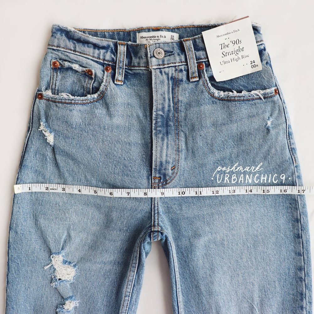 ABERCROMBIE 90s Ultra High Rise Straight Jean 24 - Picture 9 of 15